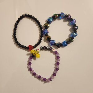 Purple, Blue, and Black Bee Mine Valentines Bracelets